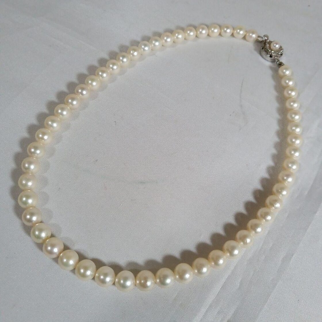 1109超美品 鑑別書付き 最高級アコヤ真珠 ネックレス 7.5〜8mm 白色 
