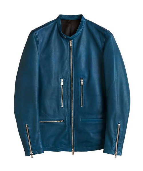 Sheep Leather Single Riders Jacket　Blue Green