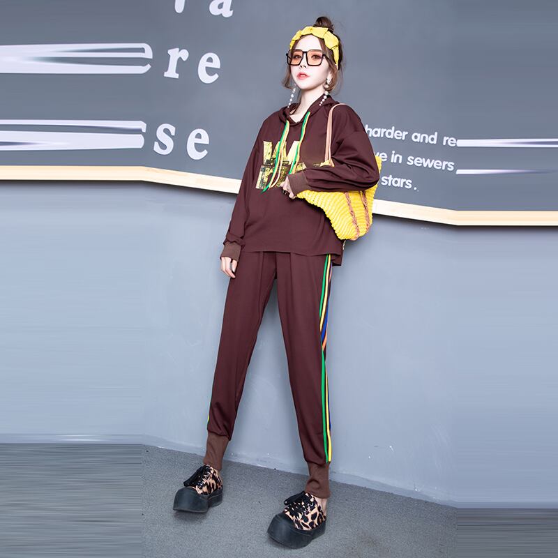 2020年秋新作プラスサイズレディースファットシスタースリミングスーツ、ウエスタンスタイルのファッショナブルなカバーミートと年齢削減セーターツーピース ミックスインファッション84385532484