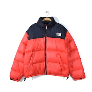 90s ノースフェイス ヌプシ ダウンジャケット 黒赤 アウトドア NORTH FACE サイズL アメカジ 古着 @DD0374