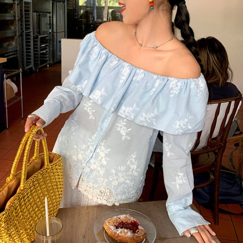 Long sleeve off-shoulder top 00344