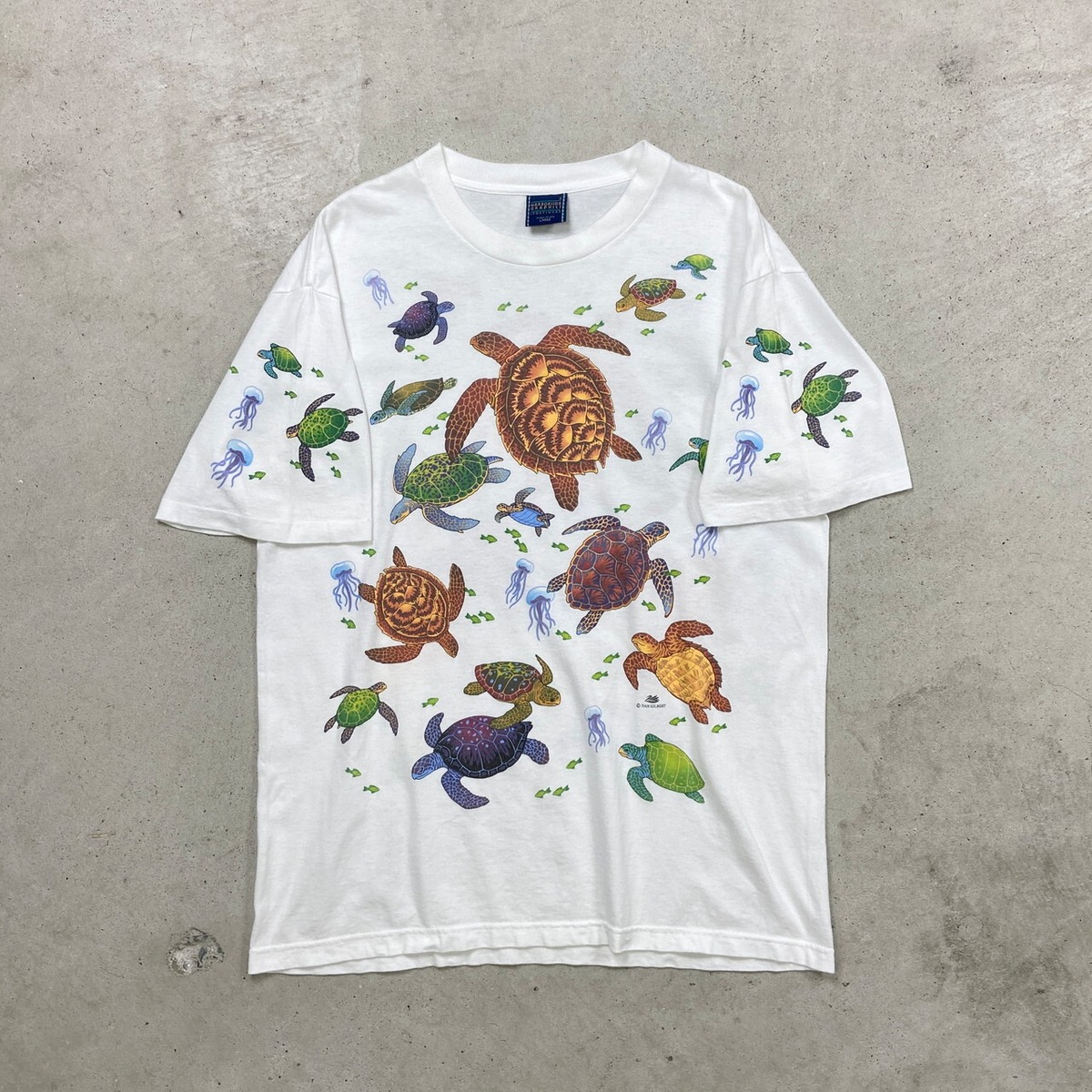 90年代 USA製 HARBORSIDE GRAPHICS アニマル カメ 亀 アートプリントT 