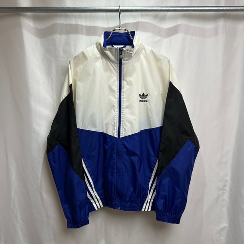 80s〜90s adidas　マルチカラー　トレフォイルロゴ　隠しフード　ナイロンジャケット　S