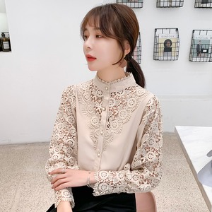 【送料無料】 トップス ブラウス シャツ ハイネック レース シースルー 春夏 大人女子 オシャレ 大人可愛い キュート カジュアル フェミニン ガーリー TP-017AU