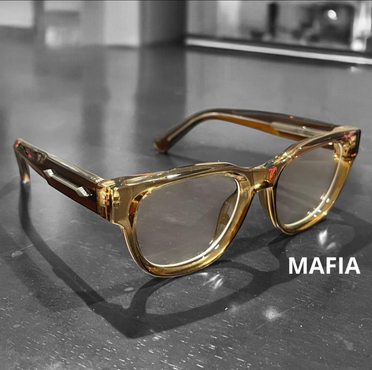 3TRAPX] モダン 極太フレーム 伊達メガネ めがね ツートンカラー