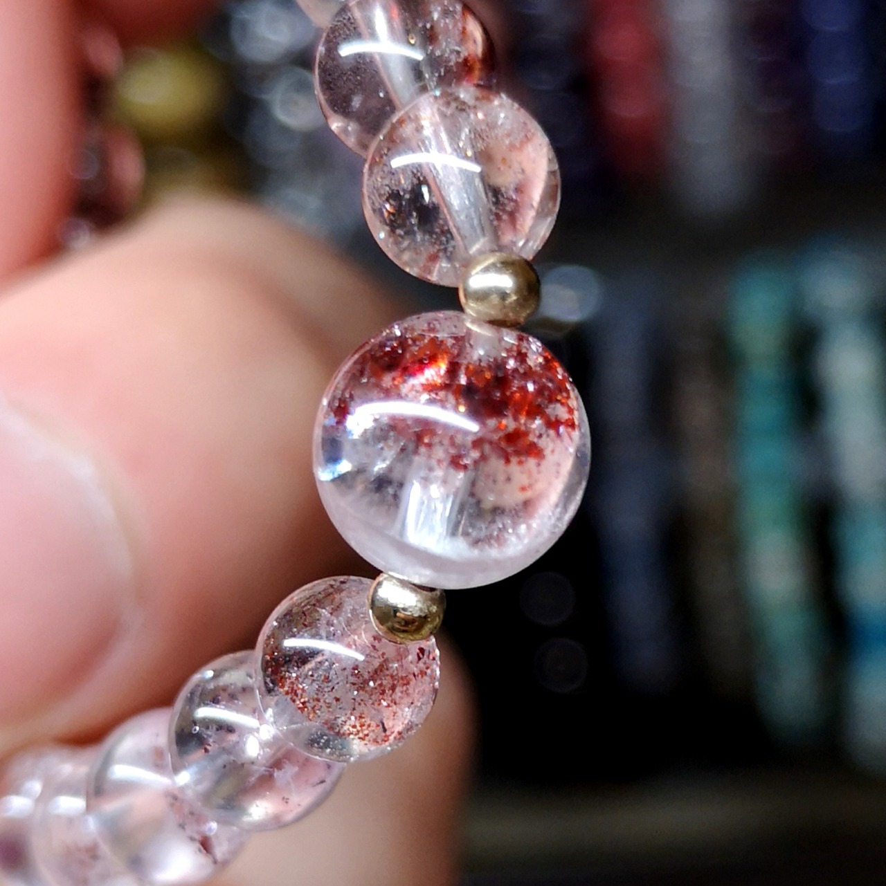 天然石 デザインブレスレット スーパーセブン レピドクロサイト 14K  