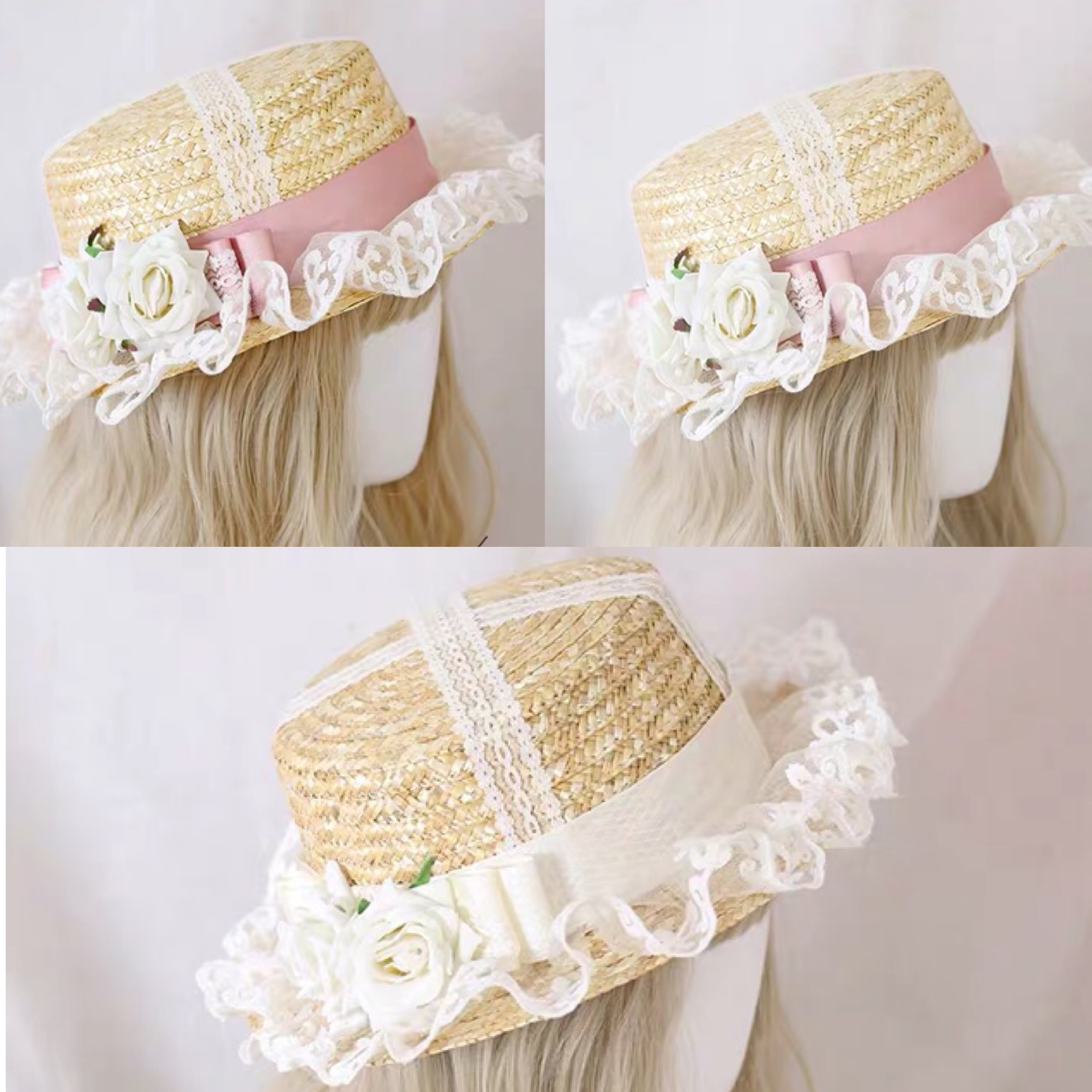KERA SHOP クラシカルバロック柄ロリータ フラワー付き帽子 2点 KERA SHOP クラシカルバロック柄ロリータ フラワー付き帽子 2点