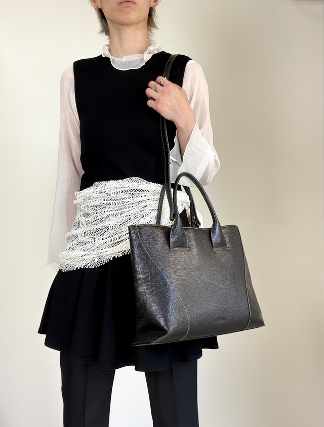 LOEWE ロエベ ハンドバッグ ブラック ロゴ型押し レザー トートバッグ 2WAY  vintage ヴィンテージ オールド pfe4su