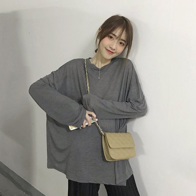 薄手Tシャツ スプリングオータムルーズスタイルトップス ロング 春物 秋物 試着室62655841924