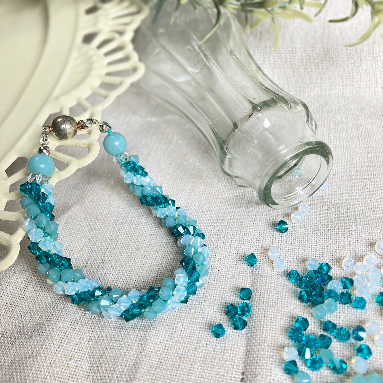 スワロのかぎ針編みブレスレット/アマゾナイト