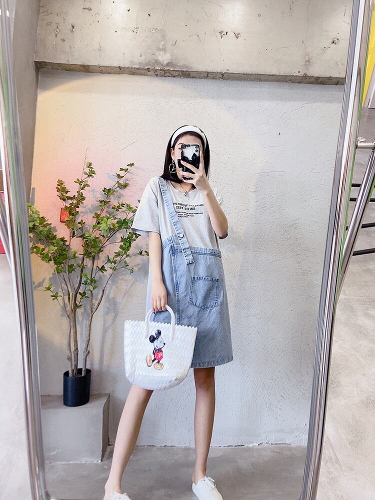 サマールーズカジュアルラウンドネックドレス 大きめサイズ 夏物 Oネック ステッチ ミックスインファッション52598319069