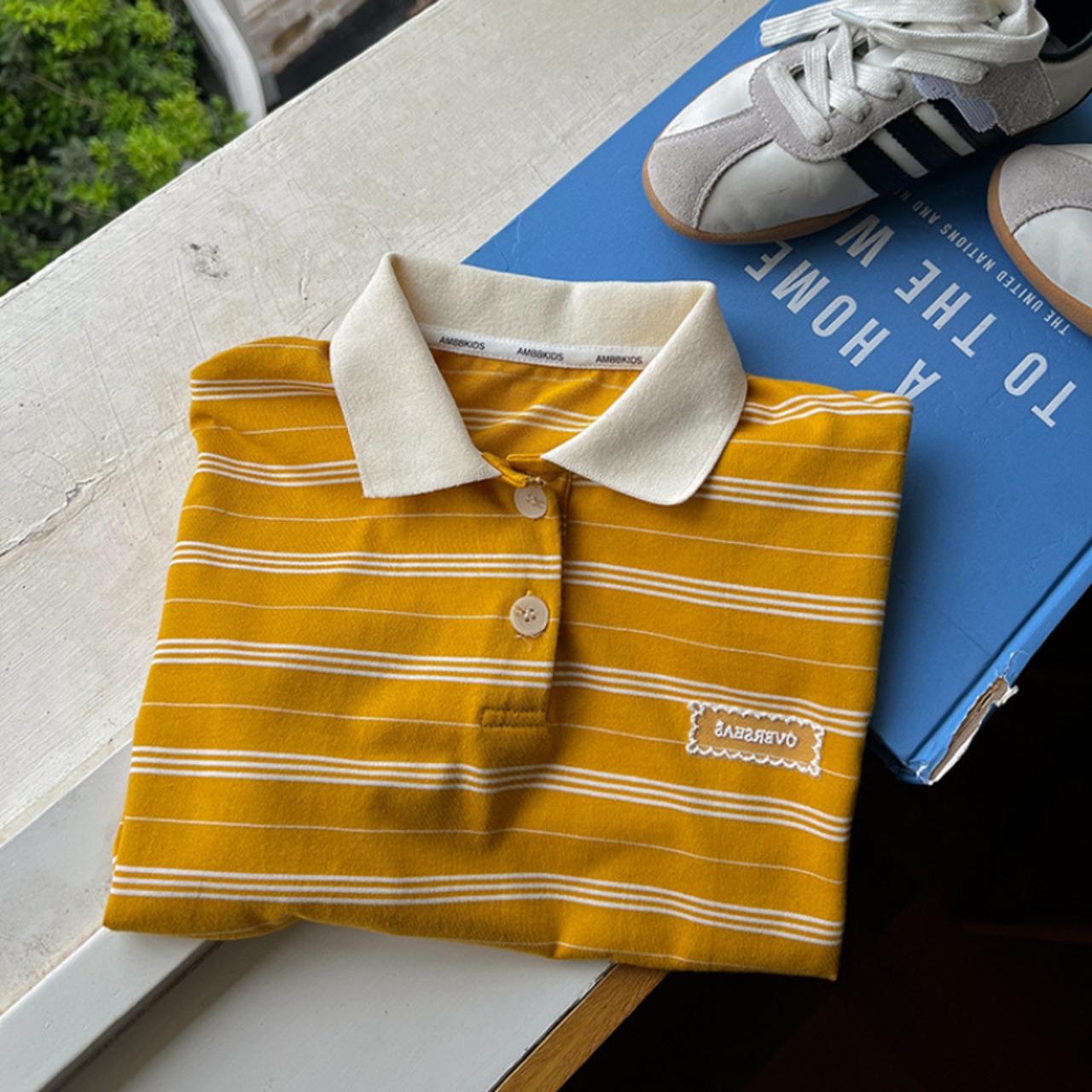 夏みかん色ボーダーpoloＴシャツ