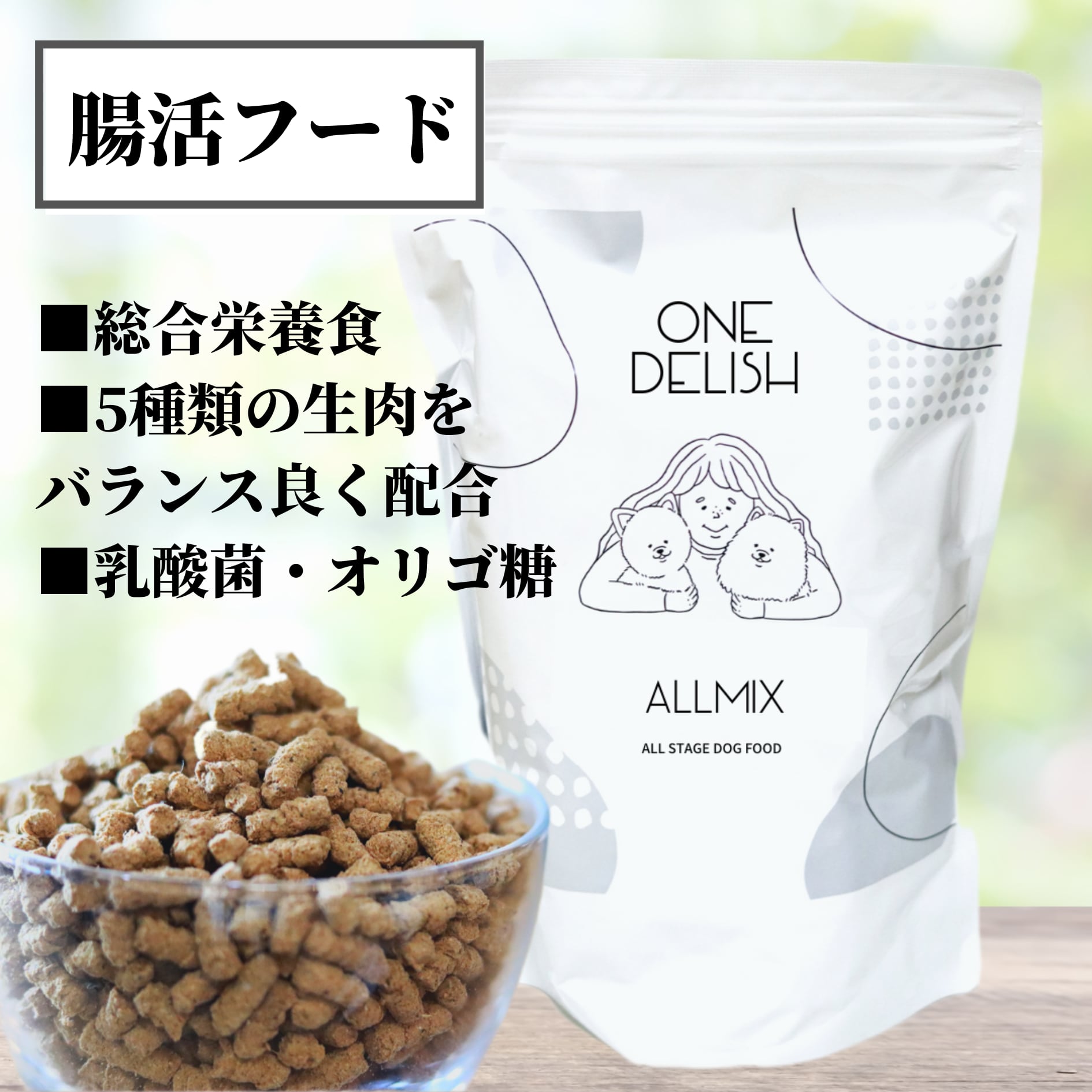 ONE DELISH ALLMIX 1kg / ドッグフード 国産 無添加 腸活