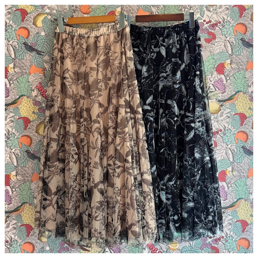 【TRANOI.】ボタニカルチュールスカート