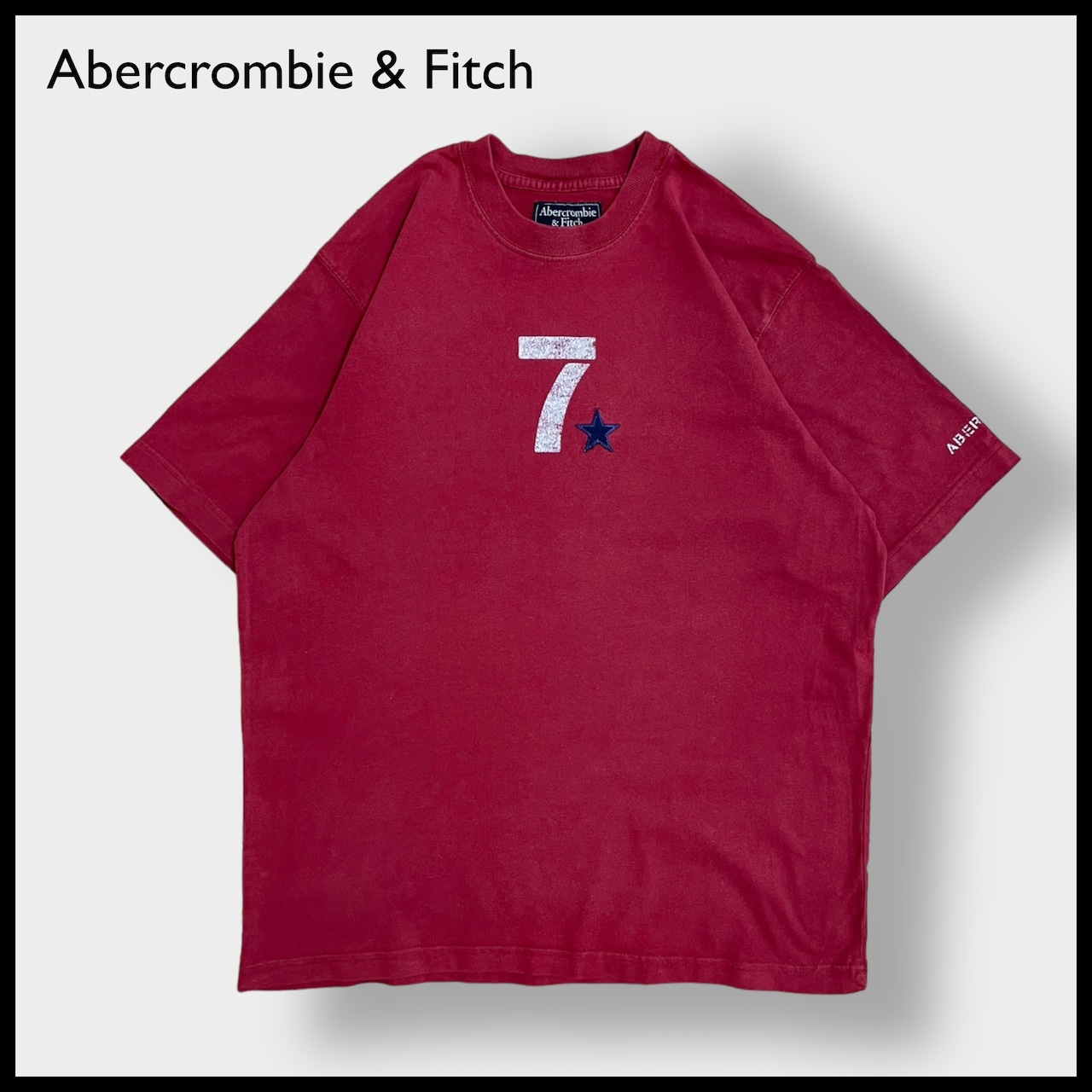 【Abercrombie & Fitch】アバクロ Tシャツ ナンバリング プリント 星 刺繍 半袖 L US古着