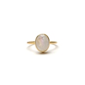 S925 PETIT STONE THIN RING -RAINBOW MOON STONE-