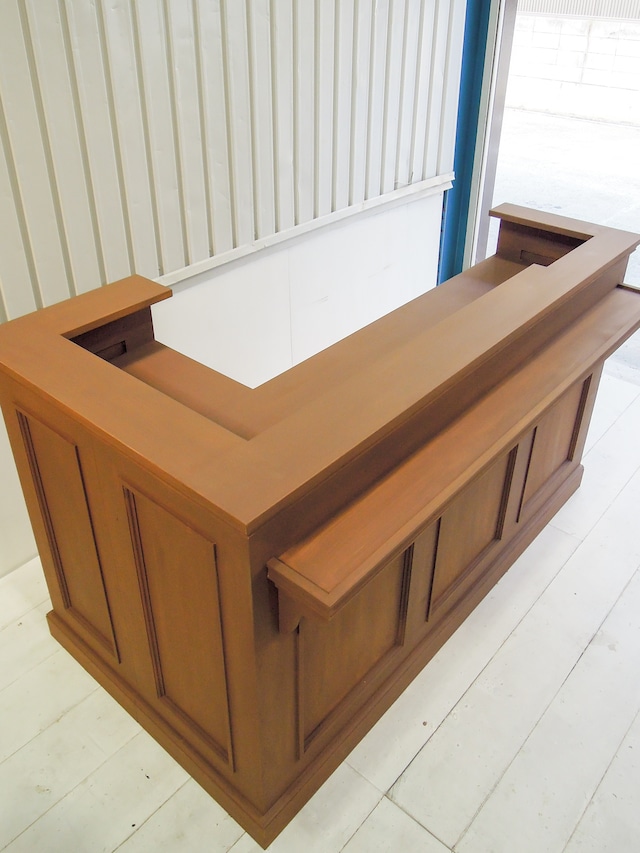 美容室向けL字カウンター15(荷物棚付き・目隠しL字型レジカウンター)W1800✕D1050