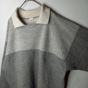 ポロスウェット　トレーナー　ボーダー　グレー