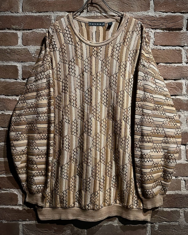 【Caka act3】"TUNDRA" Zig-Zag Embroidery Vintage Loose Pullover Knit
