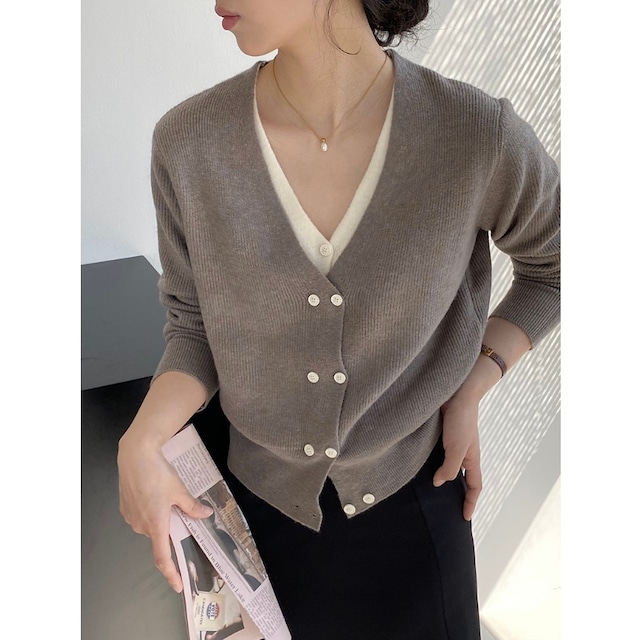 layered V-neck cardigan