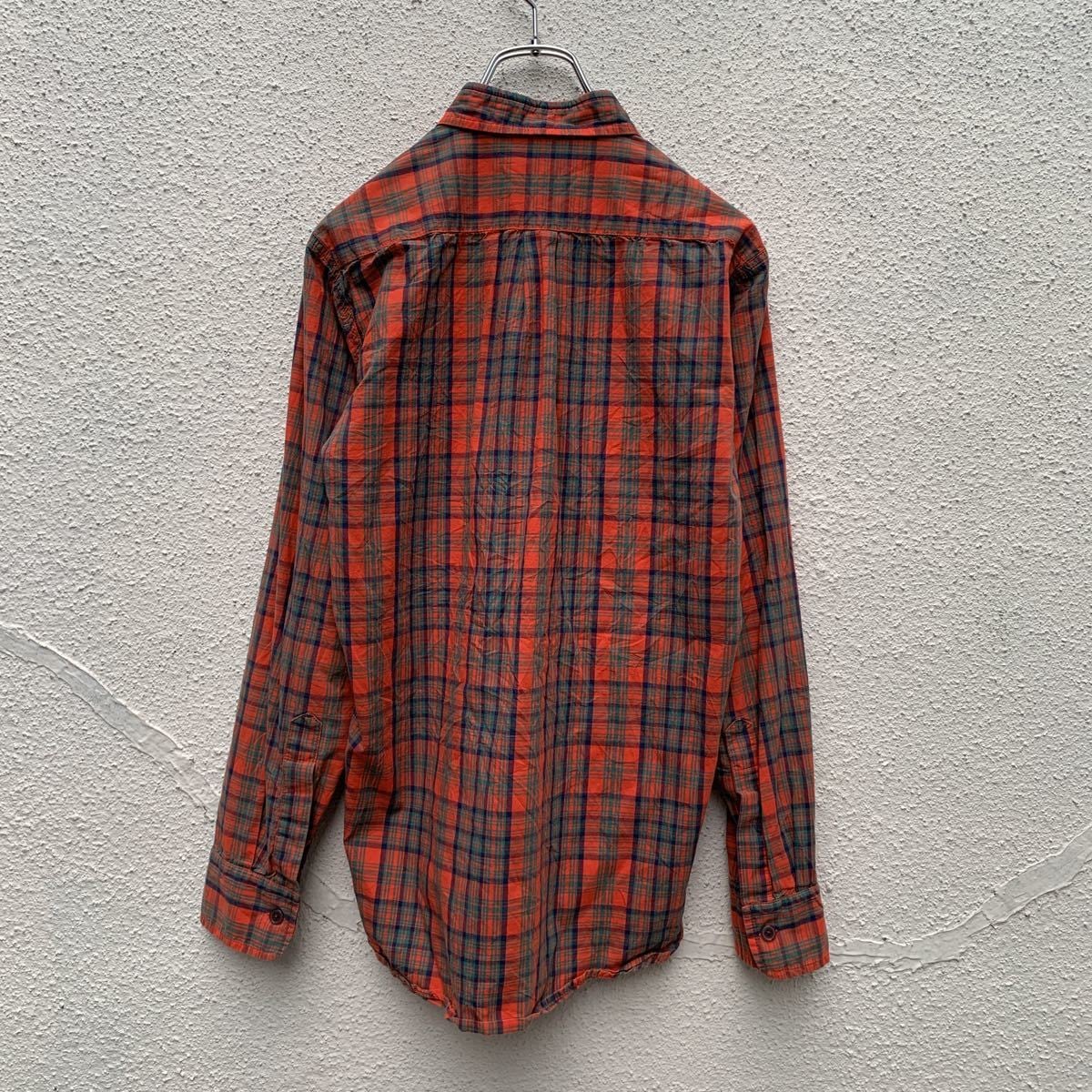 steven alan 長袖 チェックシャツ レディース S オレンジ グリーン