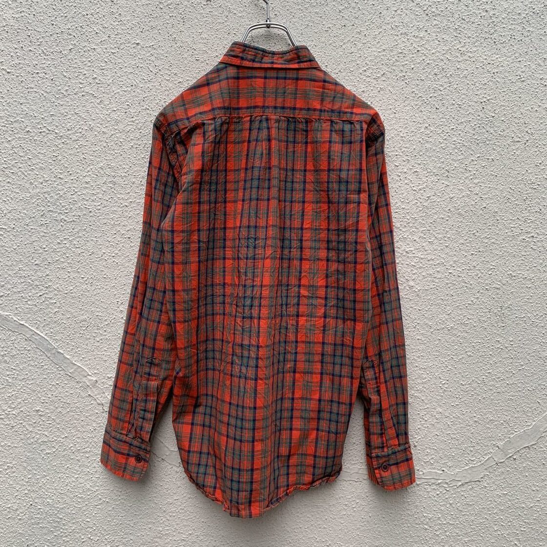 steven alan 長袖 チェックシャツ レディース S オレンジ グリーン 