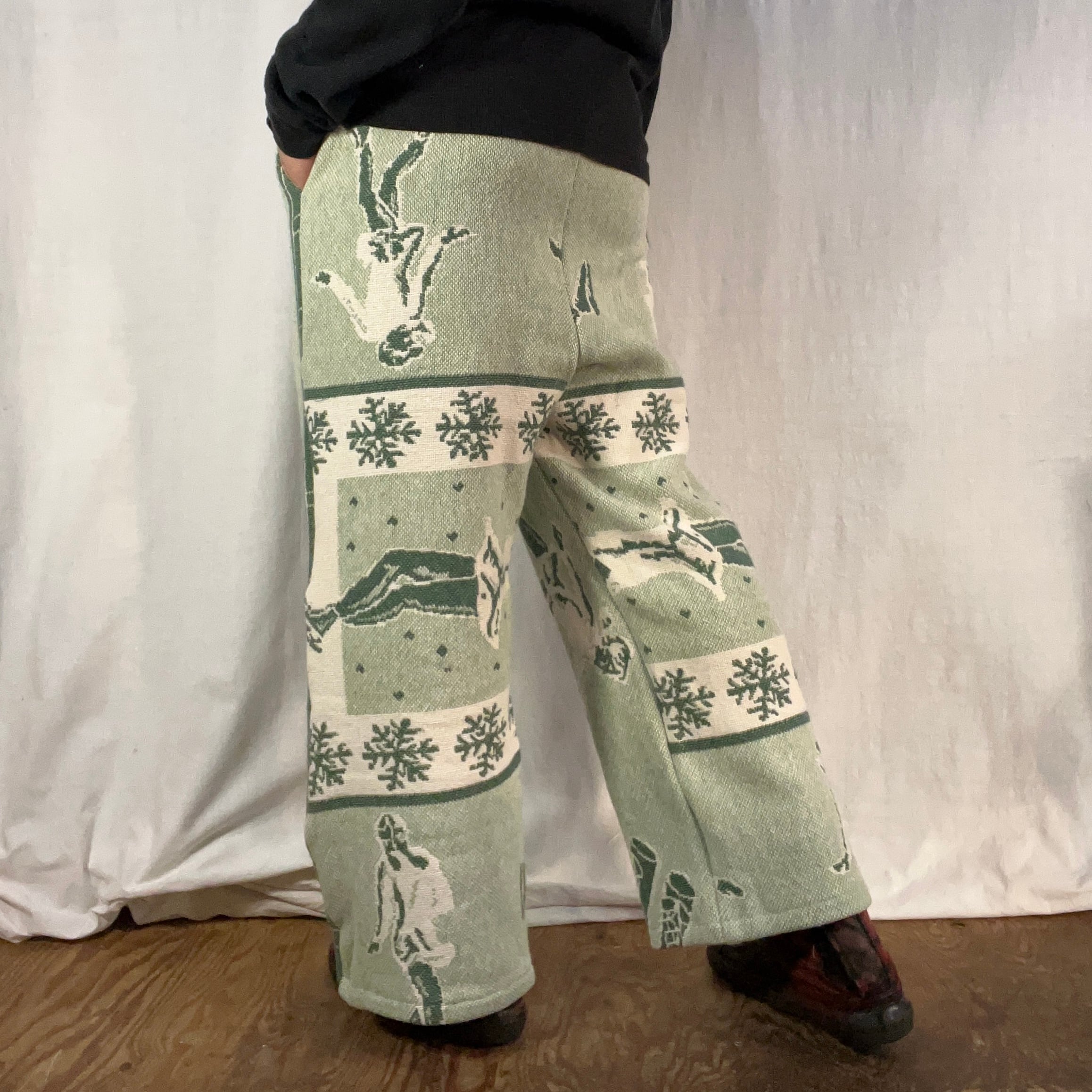 ラグリメイクパンツ緑 | 古着屋 わらしべ