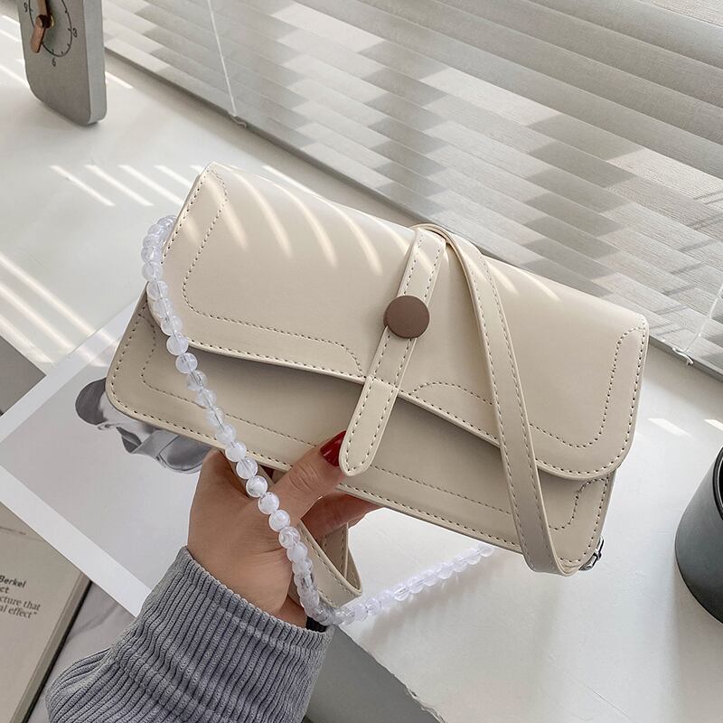 スプリングサマーレッドパールチェーン 春物 夏物 真珠 スクウェア メッセンジャーバッグ 手作りハンドバック85076764656