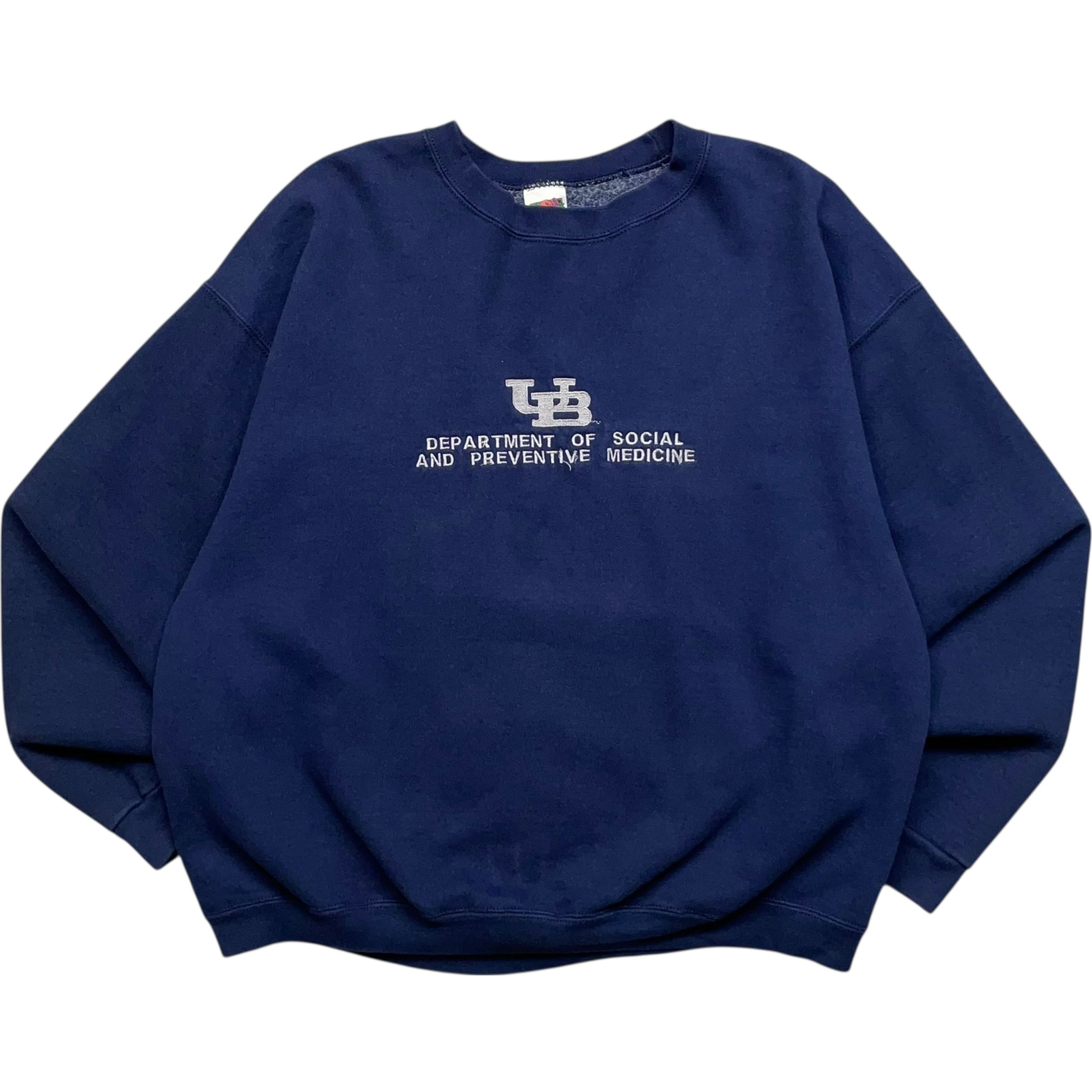 《XL》 FRUIT OF THE ROOM フルーツオブザルーム スウェット カレッジ刺繍 バッファロー大学 ネイビー 90年代 vintage no.9435