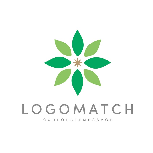 自然との共生と未来を照らす花のロゴ