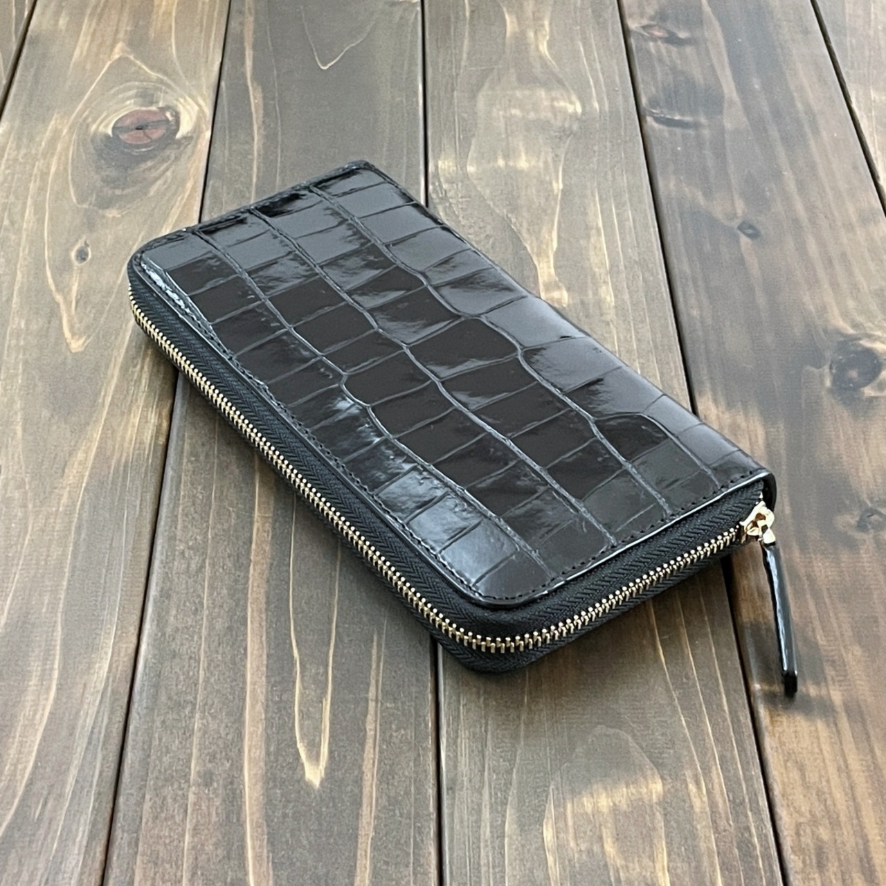 クロコダイル × パイソン 長財布 ブラック