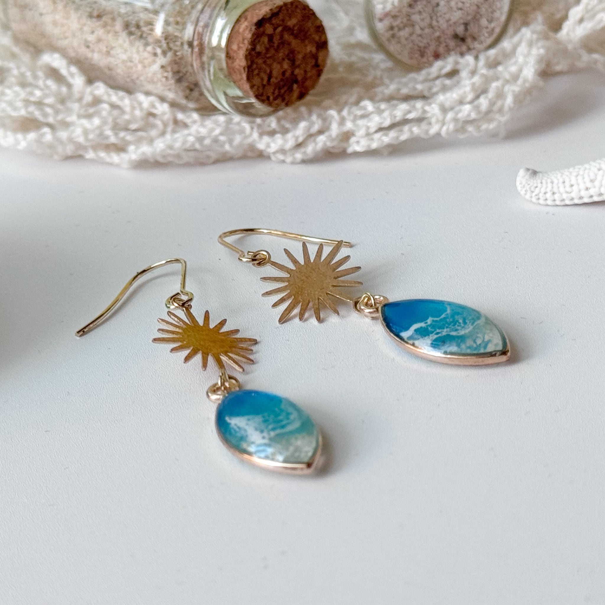 海色ピアス・イヤリング＊海レジンアート オーシャンアート | 花と海と