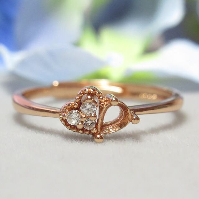 4×3㎜ ドロップ  ハートCZ  S925 リング台 PG