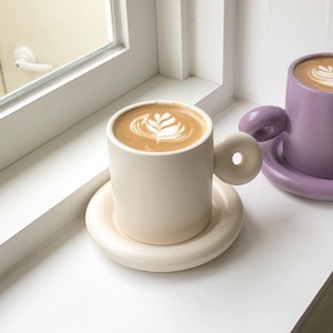 ring mug saucer set 2colors / リング マグカップ ソーサー セット プレート 韓国 北欧 インテリア 雑貨