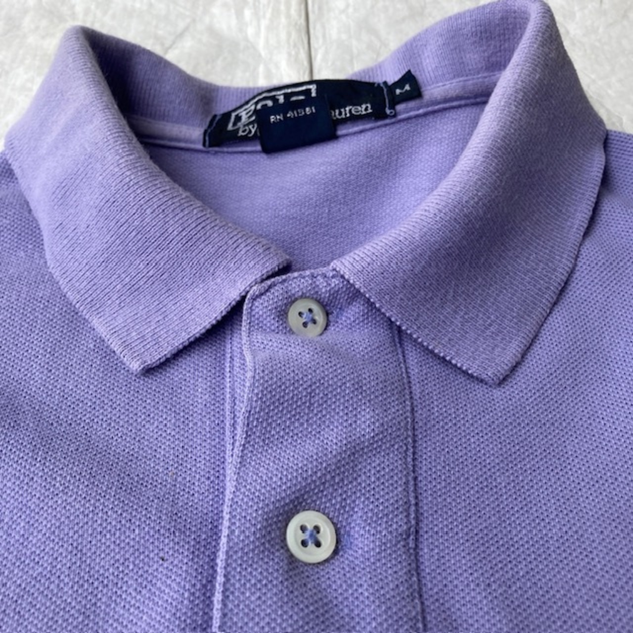 Polo Ralph Lauren ポロラルフローレン 鹿の子ポロシャツ 90s〜00s USA製 ラベンダーパープル ヴィンテージ古着 M 画像9
