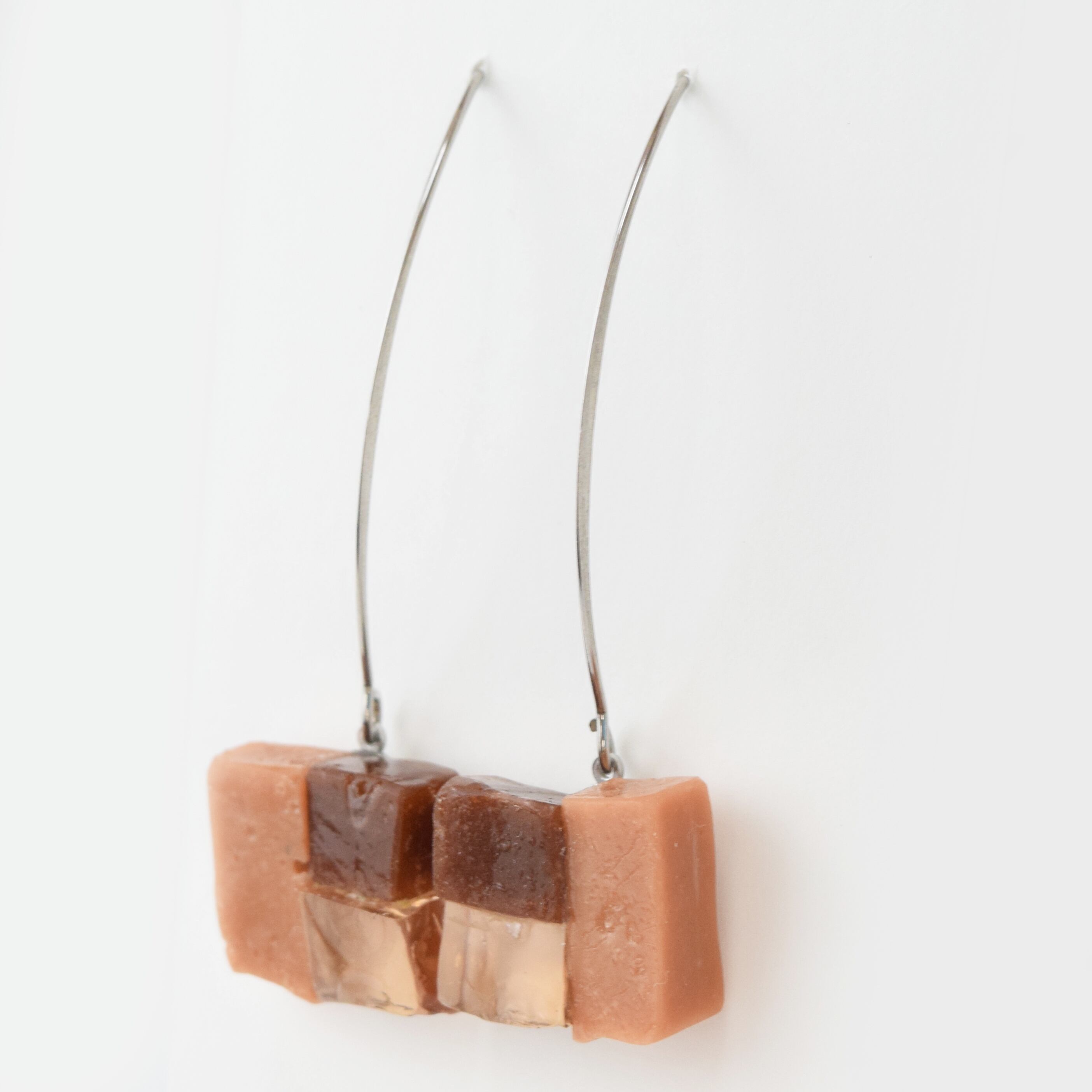 【ベーシック】ロングピアスM　キャメル×茶×茶クリア