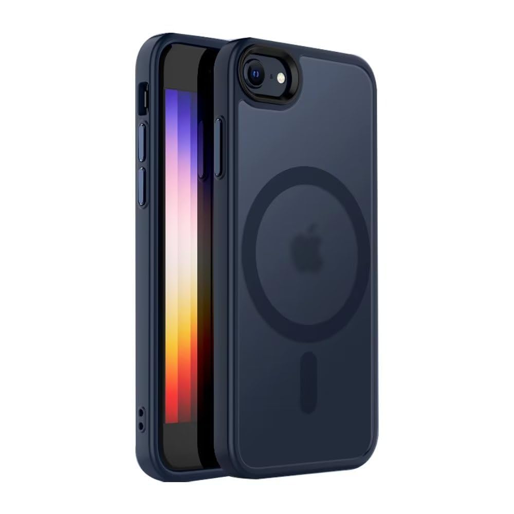 Casesmo iPhone 7/8/SE/SE2ケース 用 MagSafe対応,いPhone 7/8/SE/SE2 カバー ワイヤレス充電対応 耐衝撃 薄型 マット感 半透明 スマホケース 全面保護 滑り止め 黄ばみ防止 保護ケースTPUソフトフレーム 硬質PCマットバックプレート ストラップホール付き,アイフォーン 7/8/SE/SE2 対応,6.3 インチ·ブラック