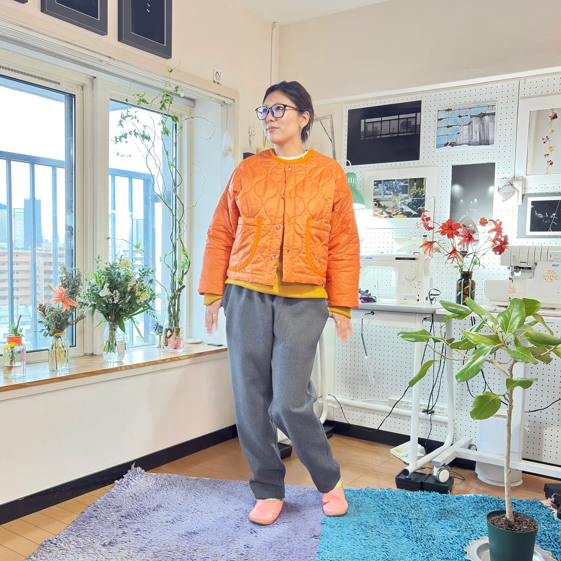 グレーンチェックカンガルーパンツ