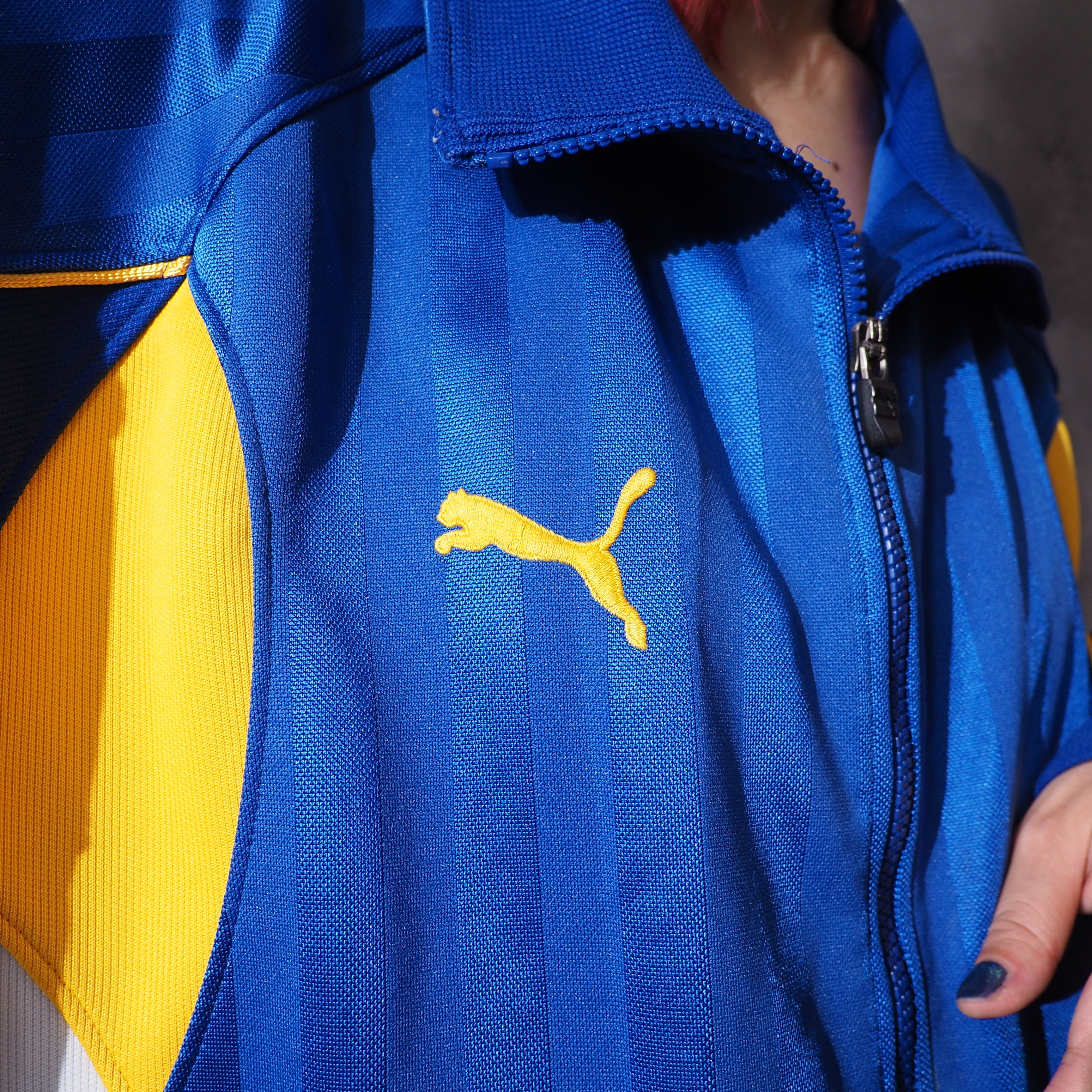 1990s ” PUMA ” Good color panel switching vintage loose track jacket