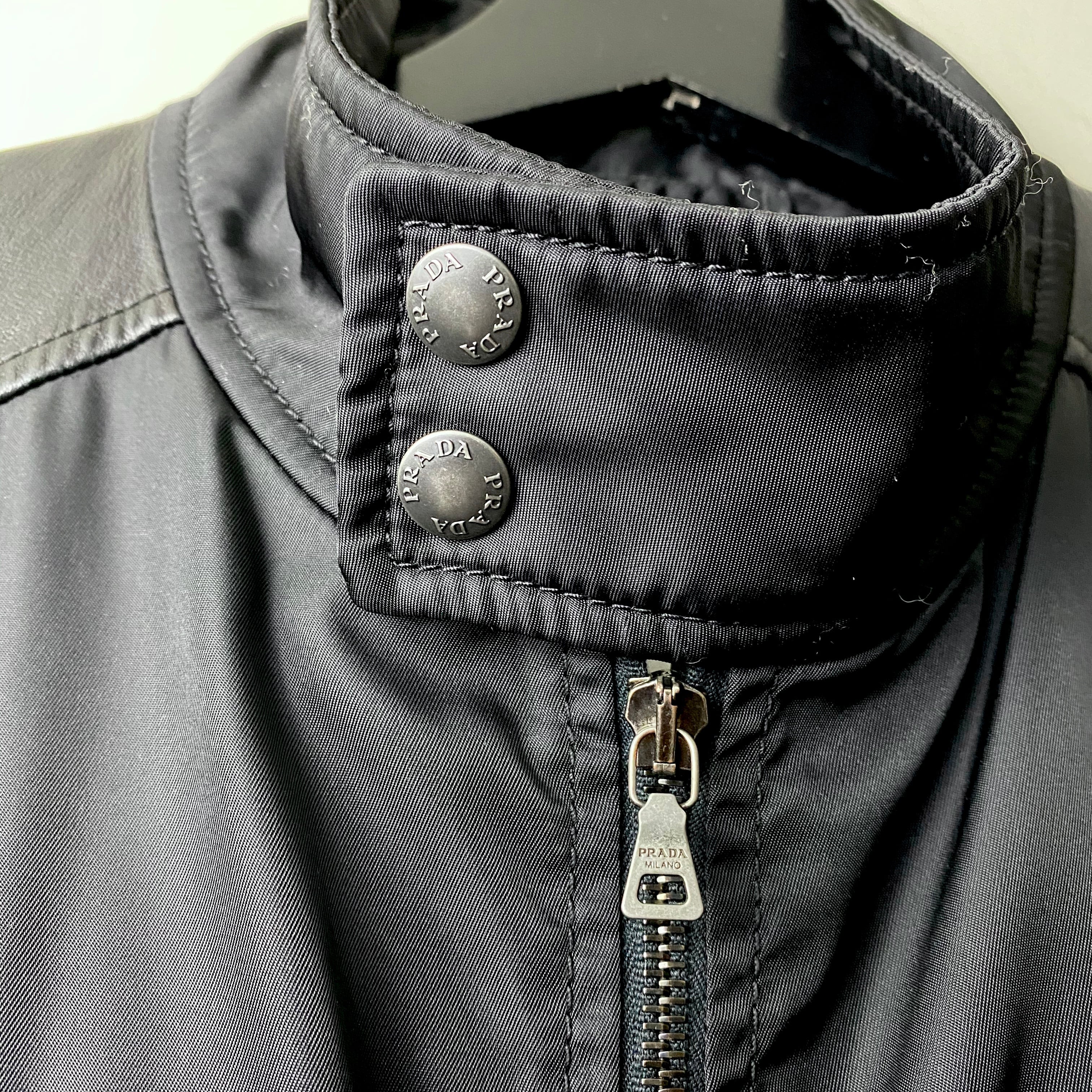 PRADA leather switching nylon riders jacket | NOIR ONLINE