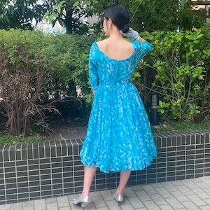 VINTAGE 50's blue chiffon dress