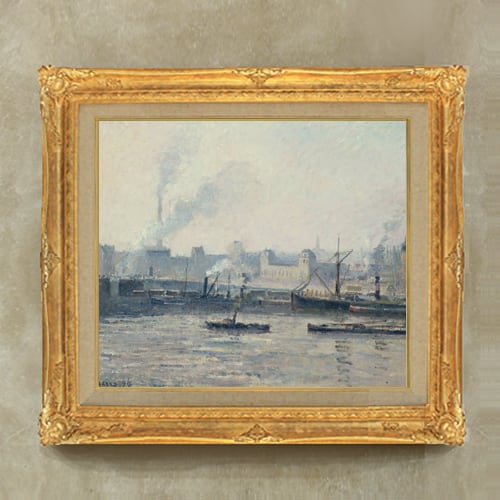 直筆仕上げ油絵【ピサロ】The Saint-Sever Bridge, Rouen Mist F10 絵画 アート インテリア 風景画