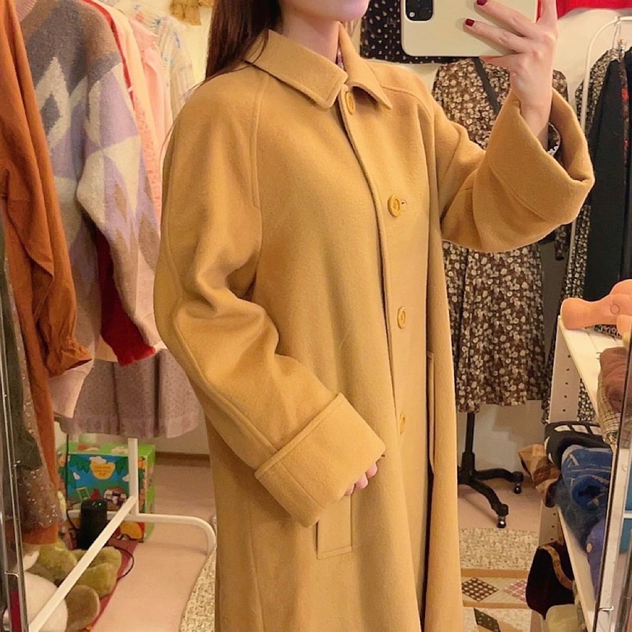 / camel beige raglan long coat