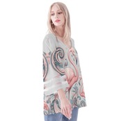 Women's Loose Chiffon Blouse with Puff Sleeves Paisley 4508