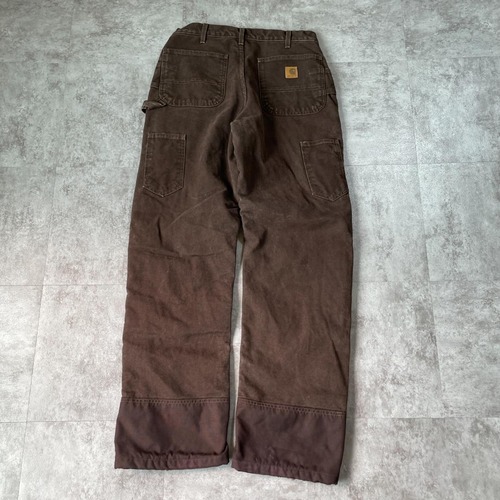 00s USA生地製 ダークブラウン ダブルニー Carhartt 32×34 詳細写真14