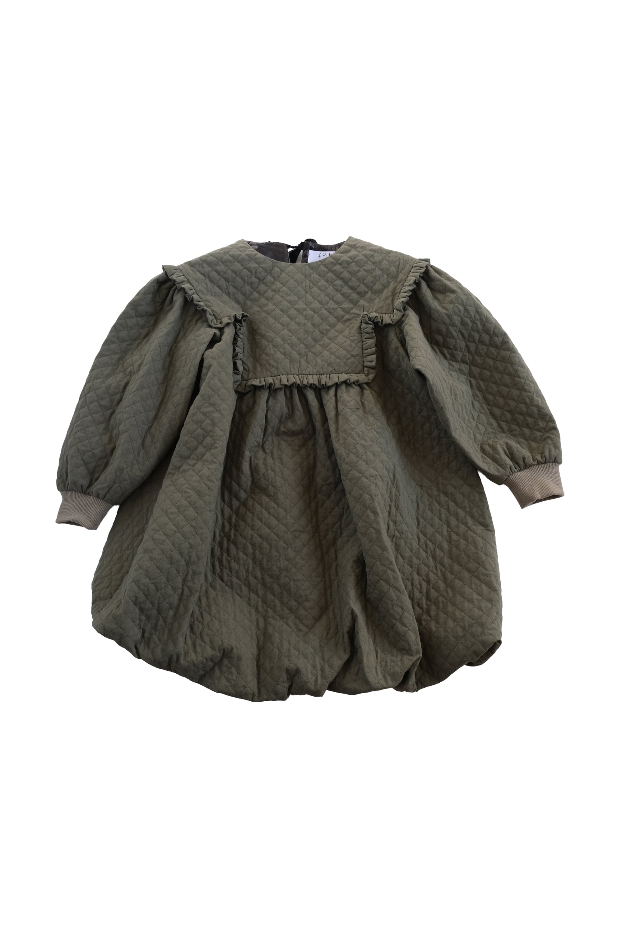 26AW】folkmade(フォークメイド)Quilted Balloon Dress OLIVE GREEN(LL