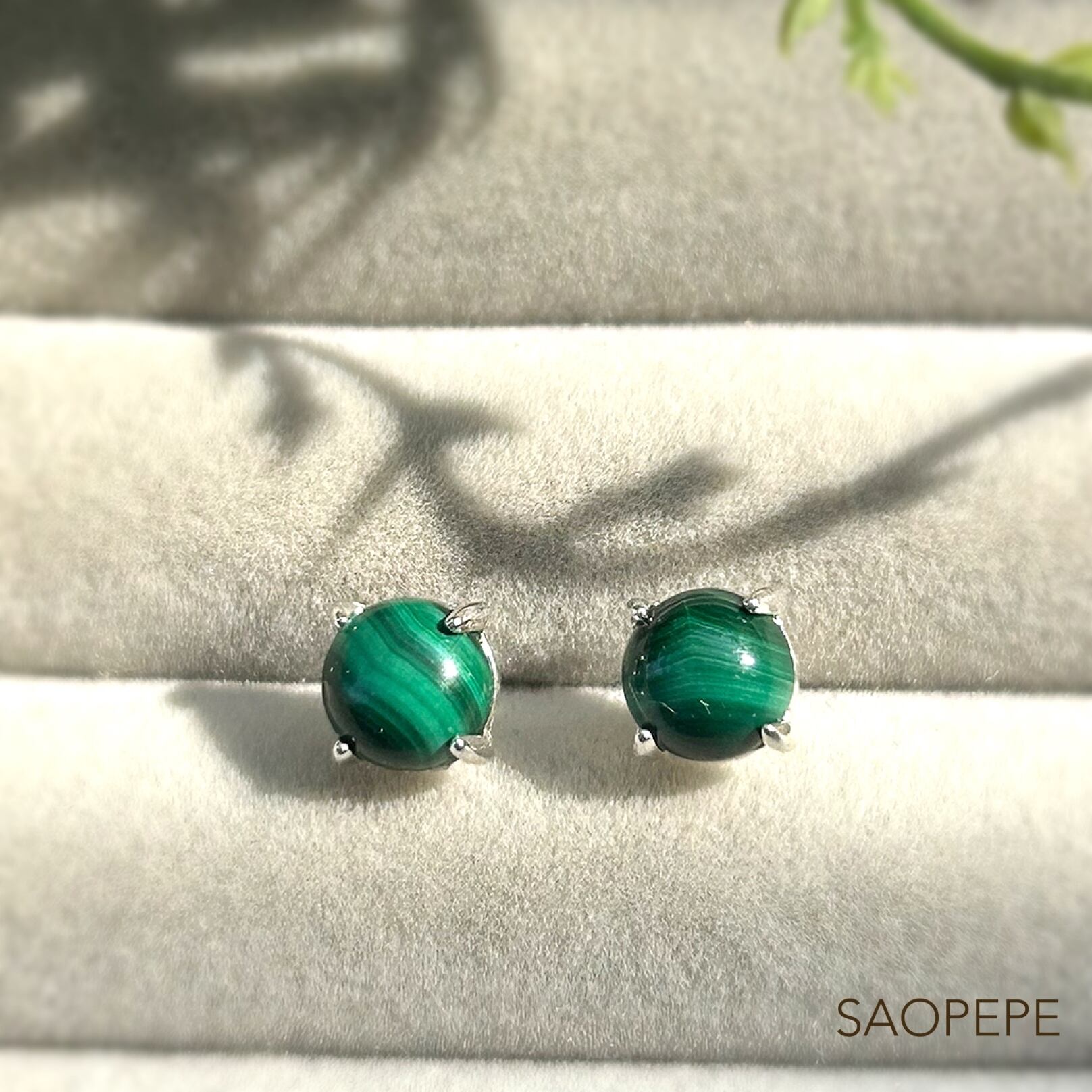 MALACHITE スタッドピアス(SV925・6mmカボション) | SAOPEPE Online Shop