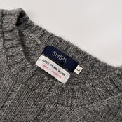 SHIPS シップス エルボーパッチ コーデュロイ ピュア  ウールニットセーター サイズ L /メンズ/グレー