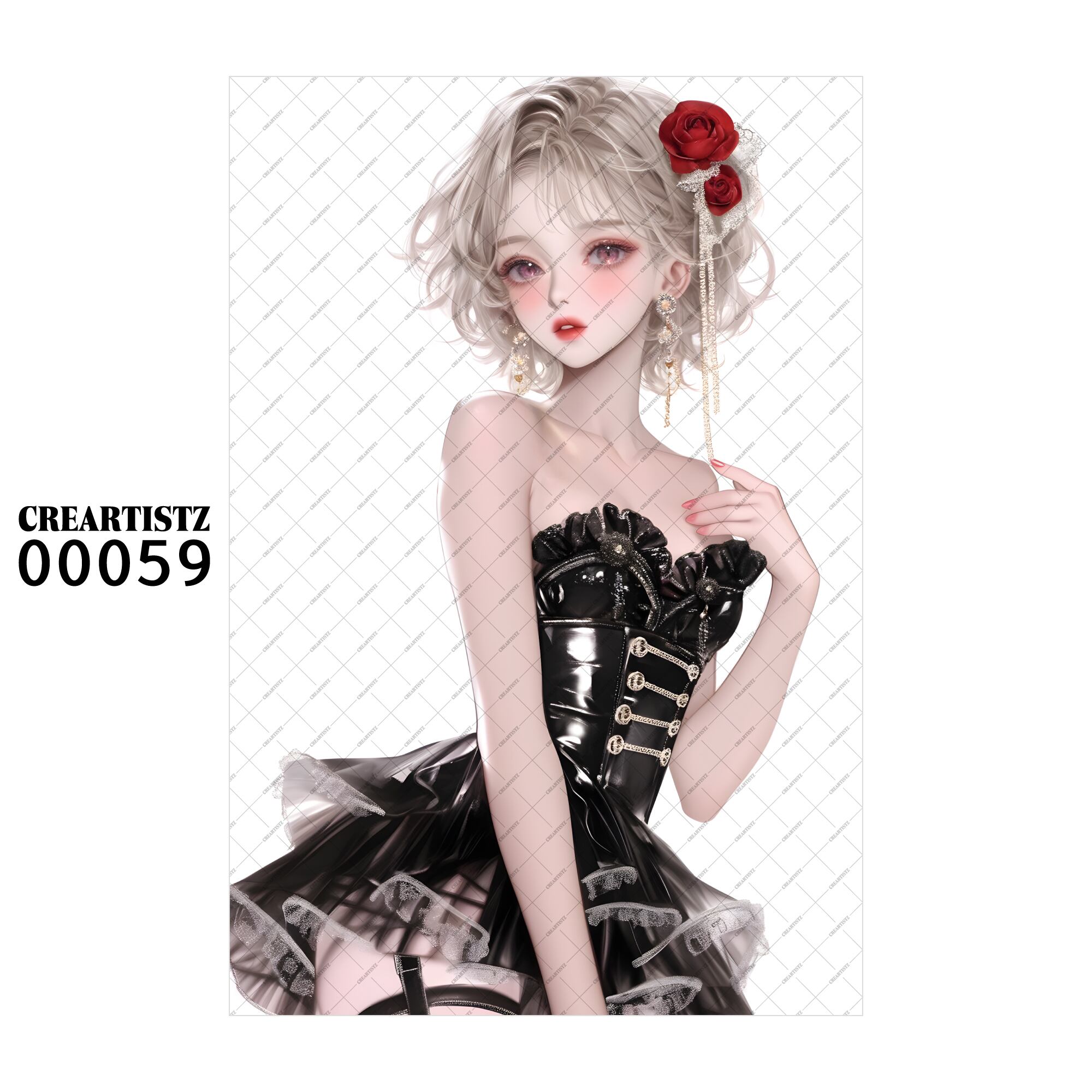 00059 ガール キュート オリジナル ペーパー/ステッカー 4枚セット CREARTISTZ