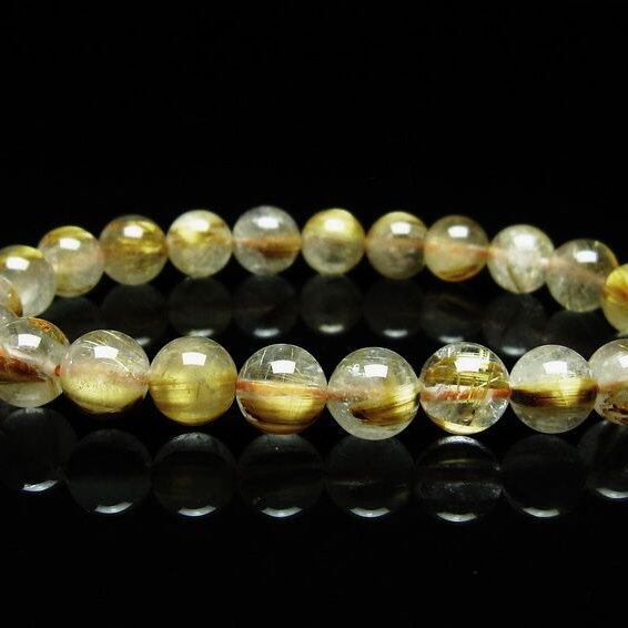 ルチルクォーツ ブレスレット 8mm タイチンルチルクォーツ タイチンルチル 一点物 メール便可 [M便 1/10] 111-49031